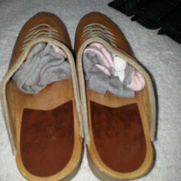 Vintage 1980s Olof Daughters Swedish Clogs Leather and Wood - Picture 14 of 14